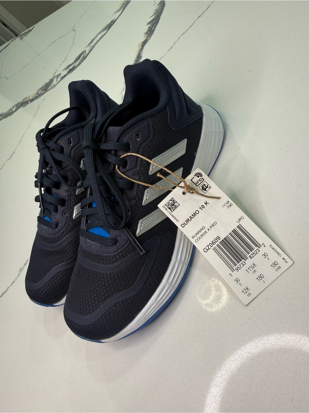 Adidas Duramo Kids Running Shoes Black Blue GZ0609 Size 12K NWT